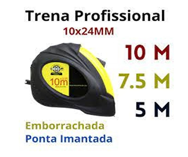 Trena Trena emborrachada com fita de aço de 10 /7.5/ 5 Metros com trava e Ponta Imantanda - American
